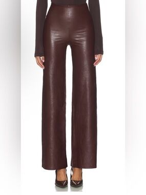 Commando High-Rise Wide-Leg Faux Leather Pants in Dark Brown